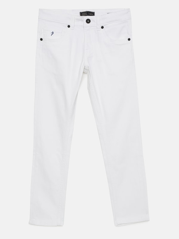 Boys White Solids Jeans