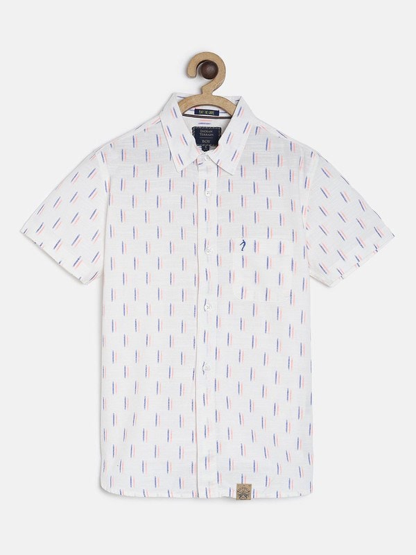 Hip Hop Half Sleeve Printed Cotton Shirt