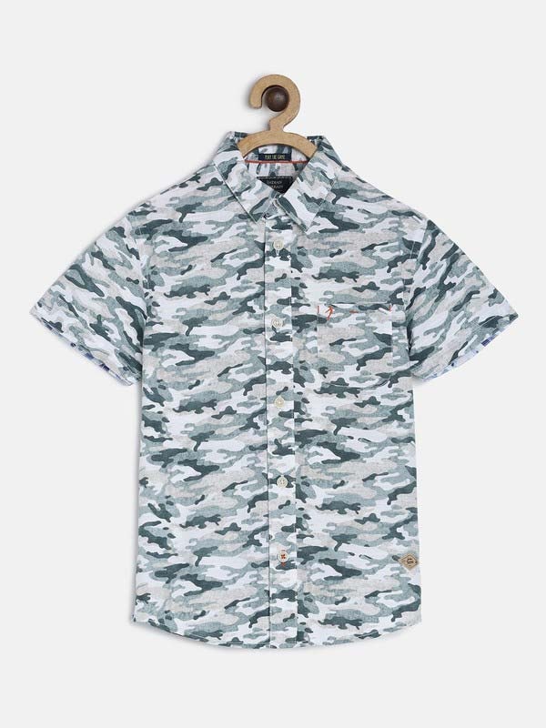 Hip Hop Half Sleeve Printed Cotton Shirt