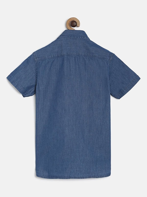 Rock On Half Sleeve Solid Cotton Shirt