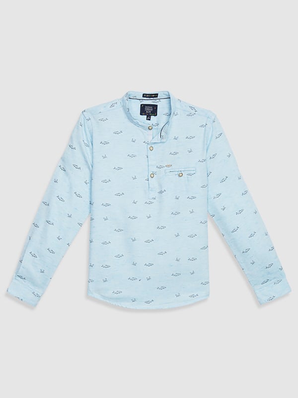 Agents Of Sea Printed Tencel Blend Shirt with Mand