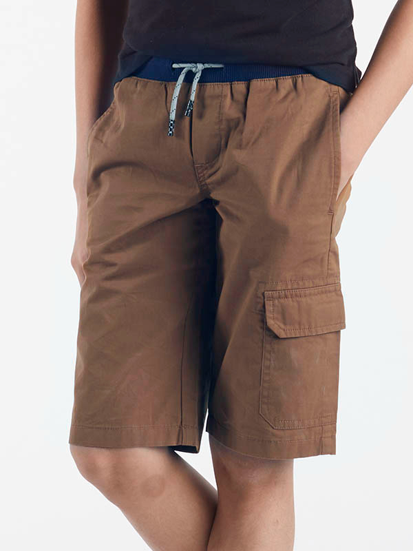 Mickey Solid Cotton Cargo Shorts
