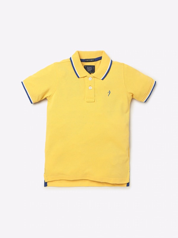 Boys Gold Solid Polo T-shirt