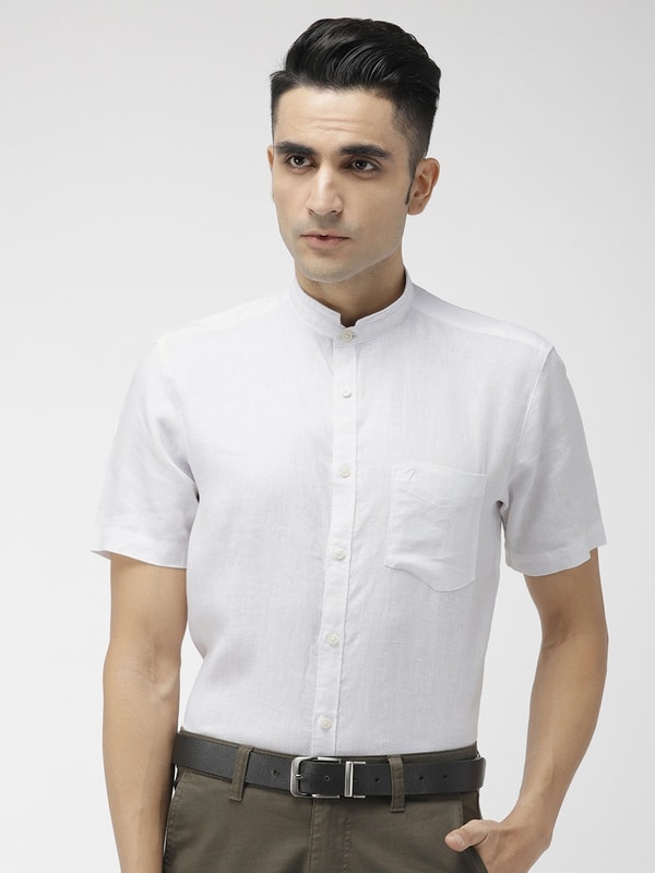 White Solid Short Sleeve Shirt
