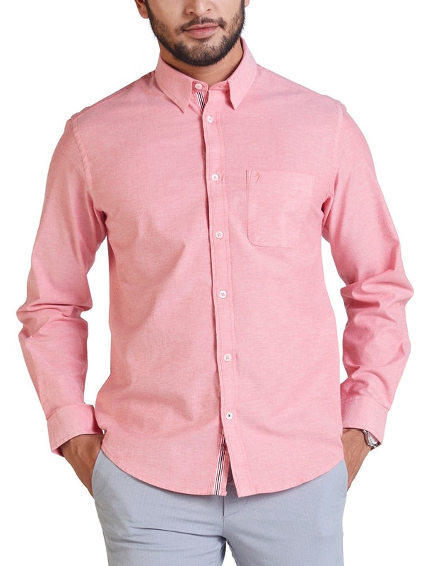 Mens Red Solids Slim Fit Shirt