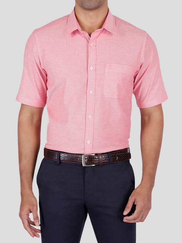 Mens Red Solid Slim Fit Casual  Shirt