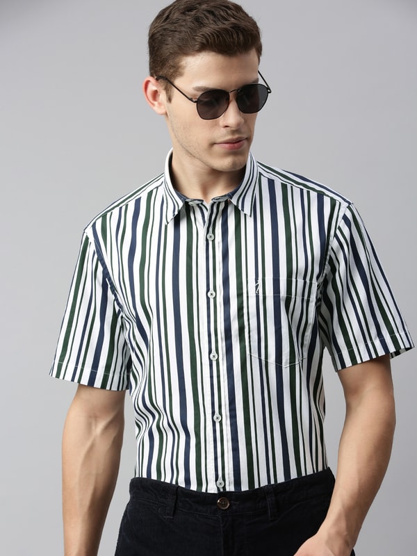 Mens Pine Regular Collar Stripes Shirt