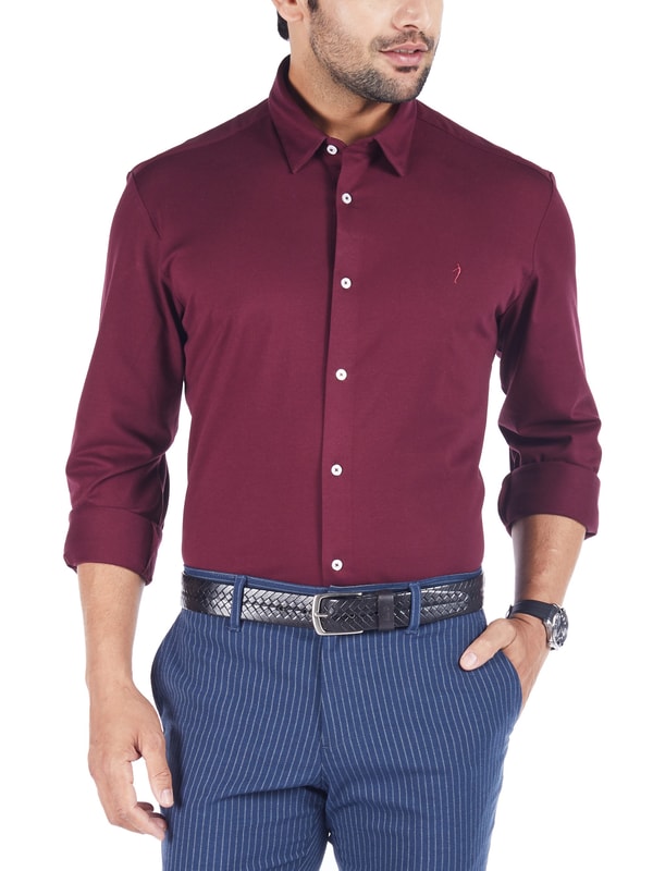 Plum Full Sleeves Solid Cotton Shirt