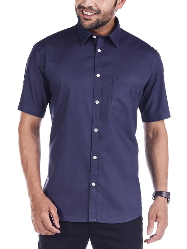 Cobalt Short Sleeves Solid Cotton Shirt