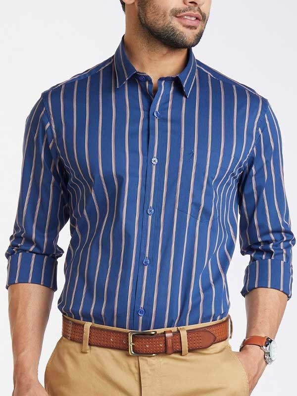 Striped Contoured Fit Cotton Stretch Shirt