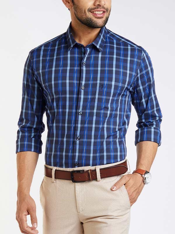 Checked Contoured Fit Cotton Stretch Shirt
