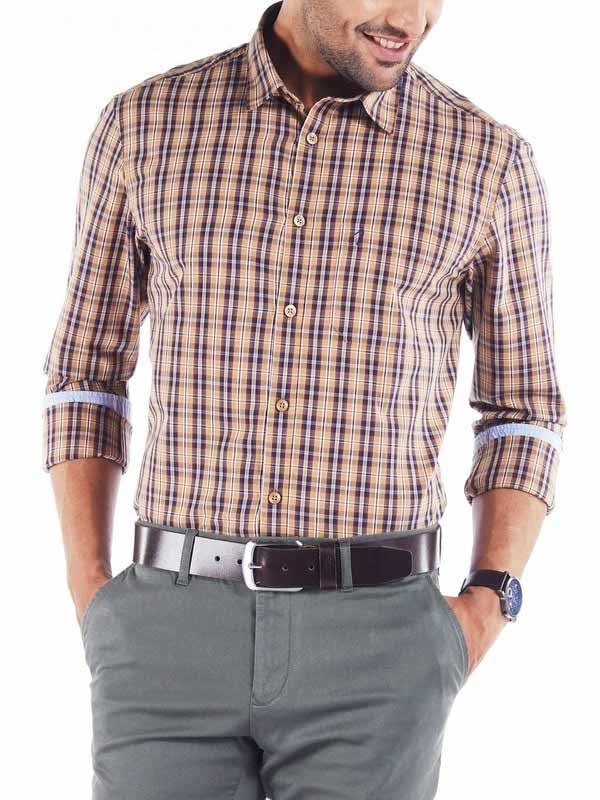 Checked Chiseled Fit Cotton Blend Shirt