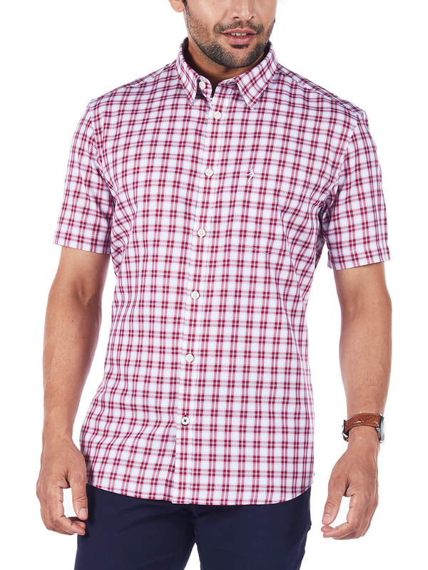 Cherry Short Sleeves Check Cotton Recycled Poly Shirt