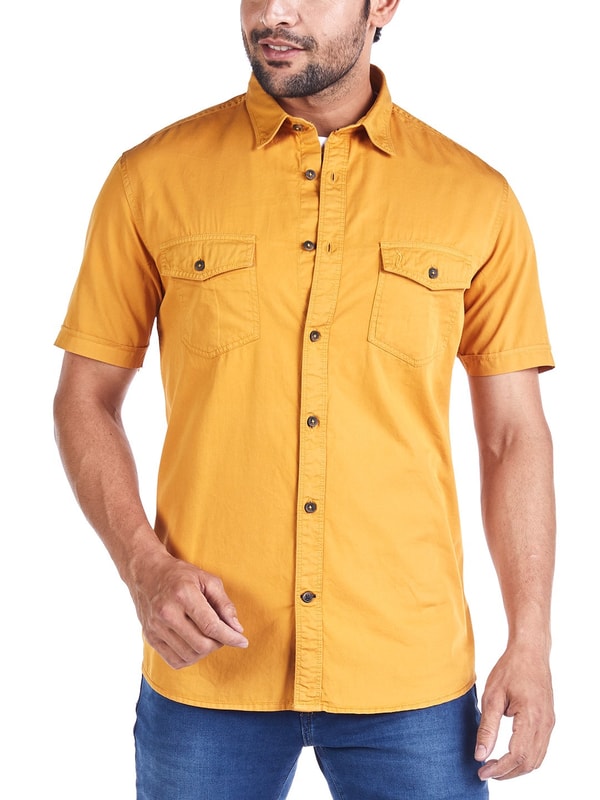 Amber Short Sleeves Solid Cotton Shirt