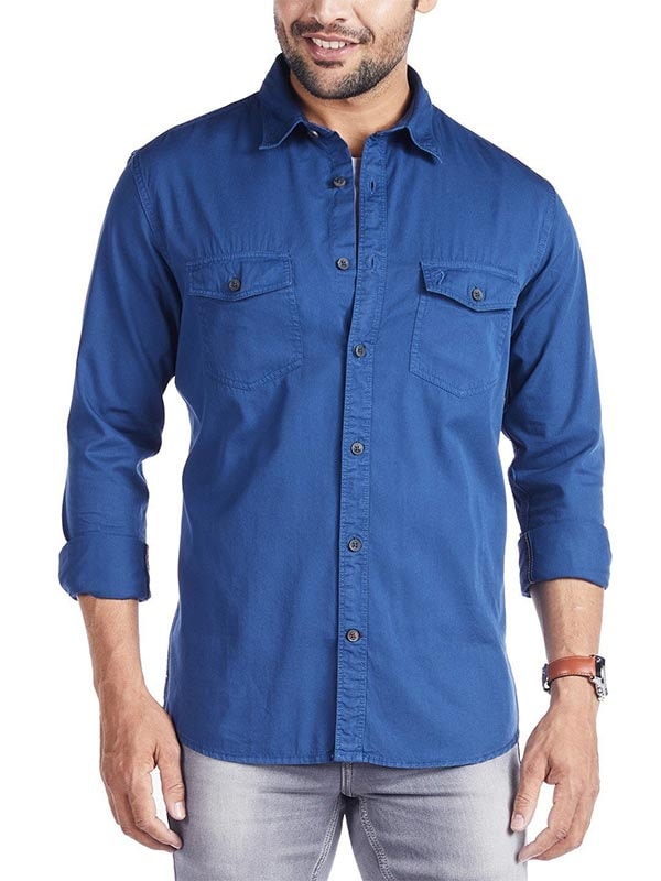 Jeanswear Solid Chiseled Fit Cotton Shirt