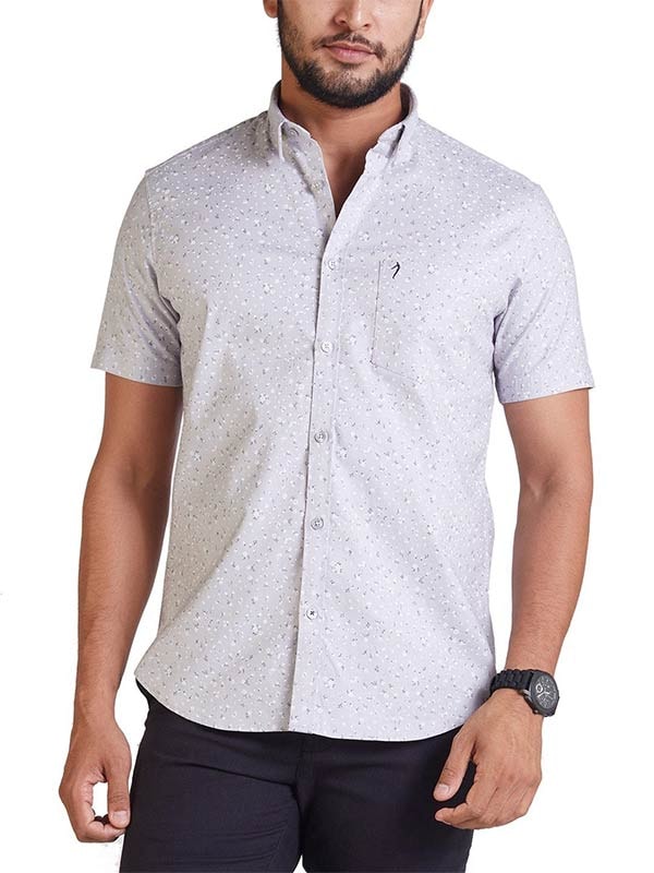 Sportswear Printed Half Sleeve Cotton Blend Shirt