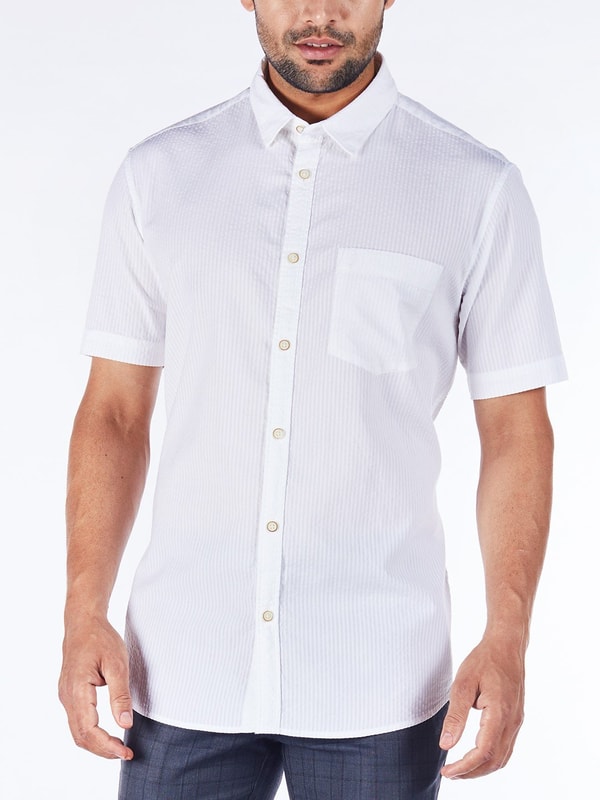 White Short Sleeves Solid Organic Cotton Shirt