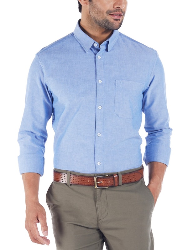 Navy Full Sleeves Solid Cotton Shirt