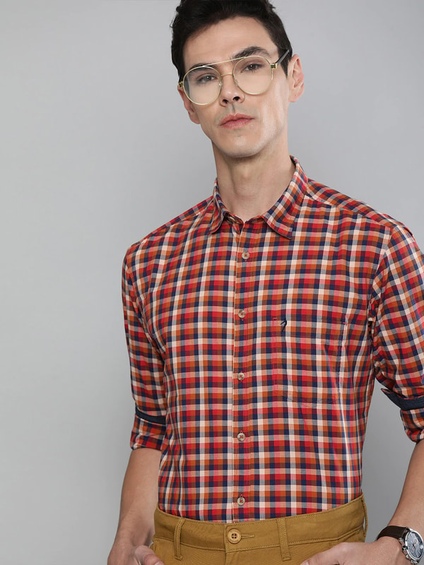 Red Solid Full Sleeve Cotton Shirt