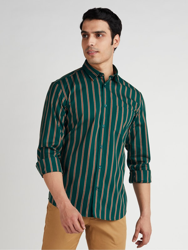 Pine Striped Full Sleeve Cotton Shirt