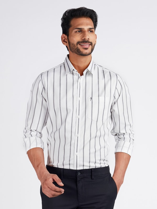 White Stripes Long Sleeves Pure Cotton Shirt