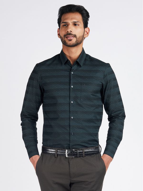 Constructed Printed Contoured Fit Cotton Shirt
