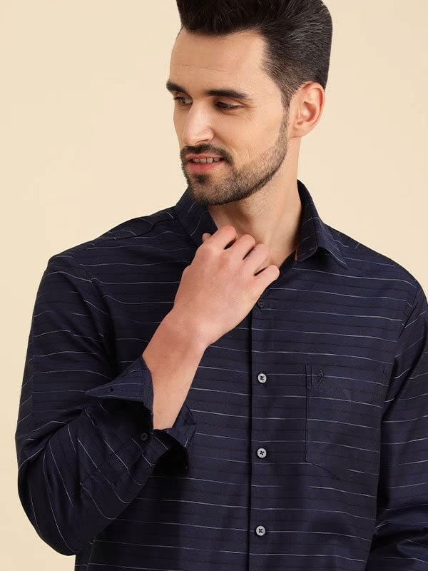 Constructed Striped Cotton Shirt