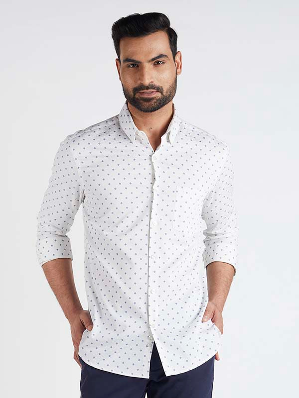 Constructed Printed Cotton Shirt