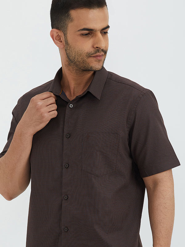 Constructed Printed Half Sleeve Cotton Shirt