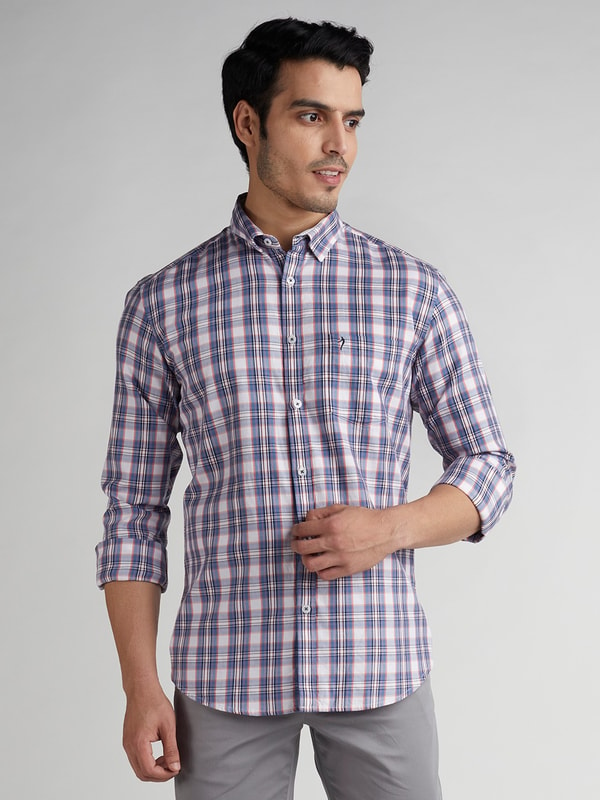 Blue Checked Full Sleeve Cotton Shirt