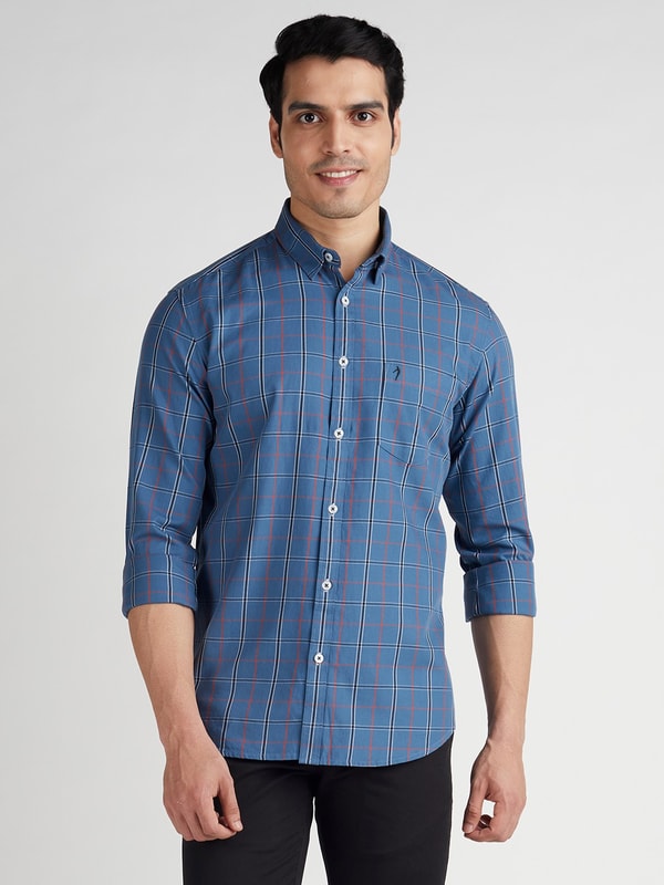 Blue Checked Full Sleeve Cotton Shirt