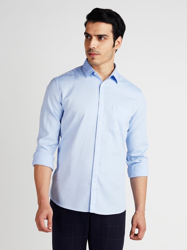 Sky Solid Full Sleeve Cotton Shirt