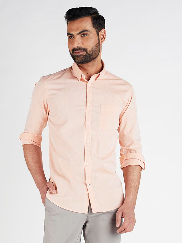Upbeat Solid Cotton Shirt with Mandarin Collar