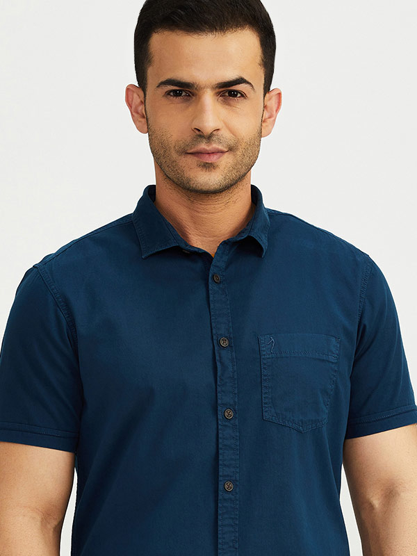 Evoke Solid Half Sleeve Chiseled Fit Cotton Shirt