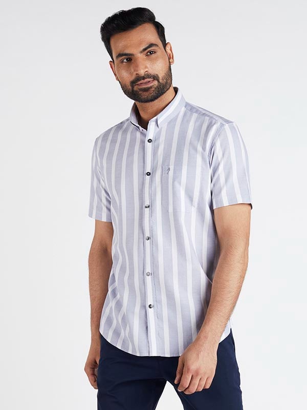 Occasionwear Striped Half Sleeve Cotton Shirt