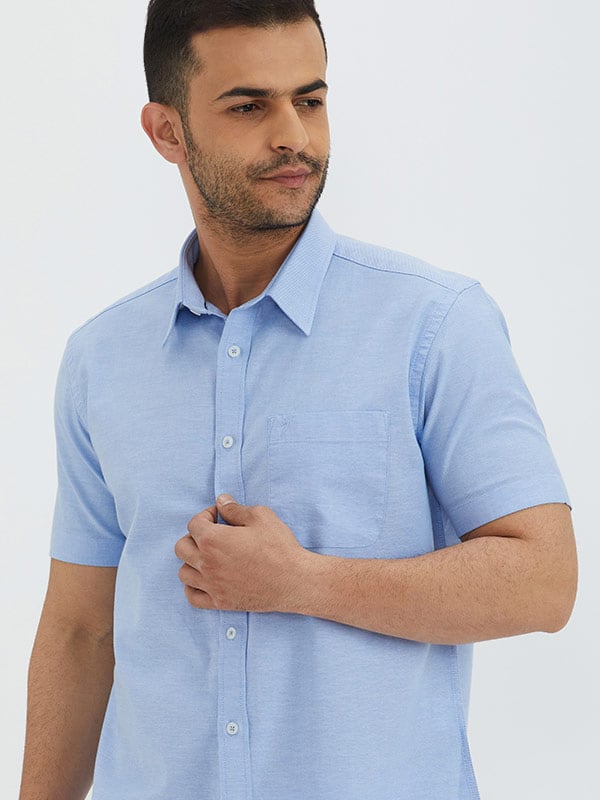 Rockers Solid Half Sleeve Cotton Stretch Shirt