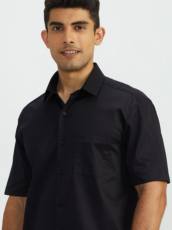 Constructed Solid Half Sleeve Contoured Fit Cotton