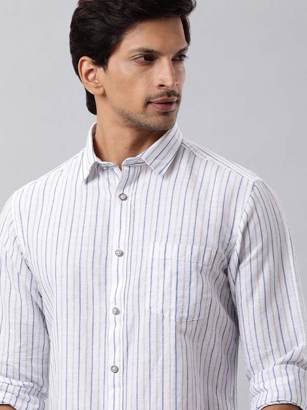 Stylish Gent Striped Linen Blend Shirt