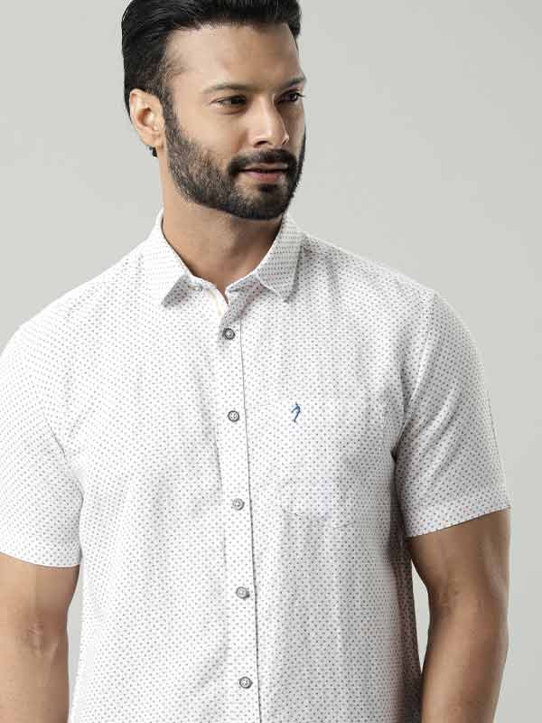 Sportswear Printed Half Sleeve Linen Blend Shirt