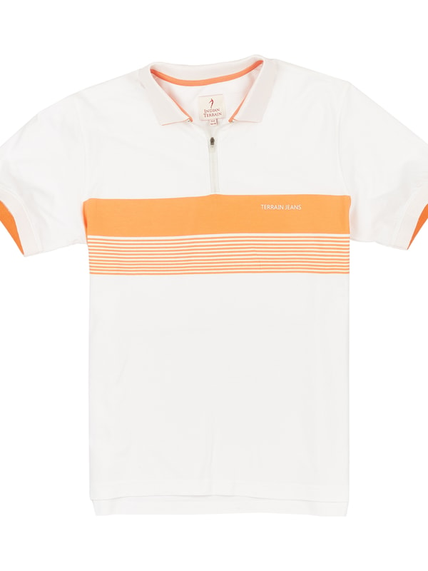Mens Orange Stripes Regular Fit T-Shirt