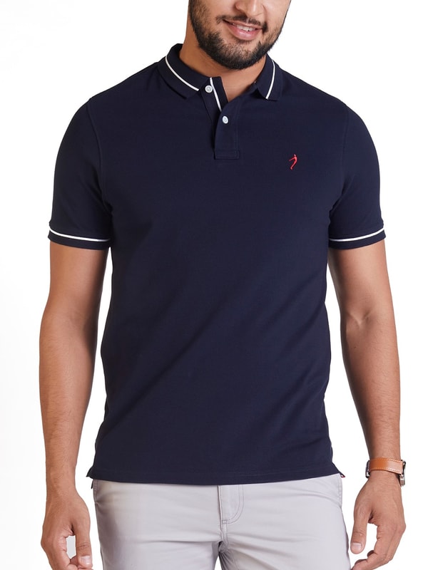 Mens Navy Polo Solids T-Shirt