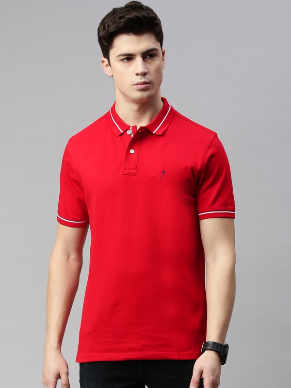 Mens Red Polo Solids T-Shirt