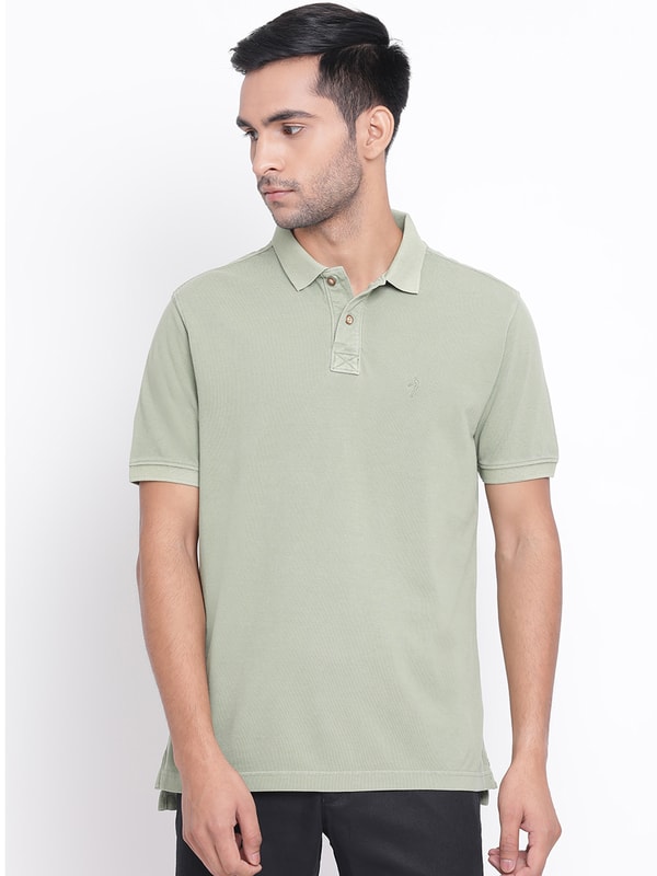 Mens Green Solids Polo T-Shirt