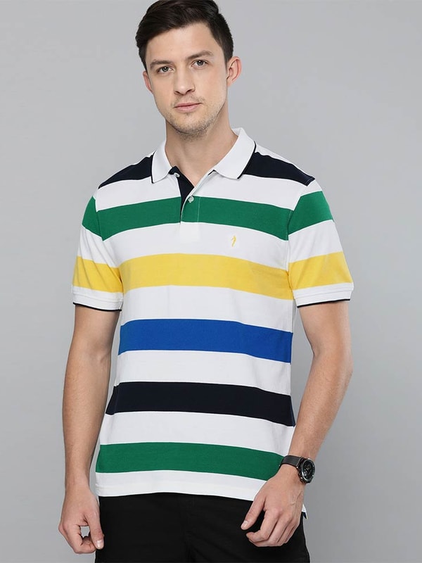 Mens Navy Polo Stripes T-Shirt