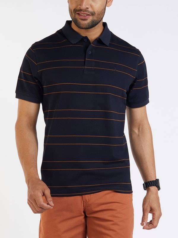 Mens Mercerized Polo T-Shirt Stripe