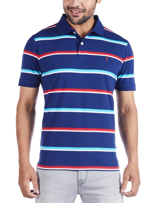 Ink Striped Polo Neck T-Shirt