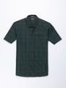 Constructed Checked Half Sleeve Contoured Fit Cott