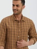 Evoke Checked Linen Blend Shirt with Semi Cutaway 