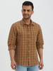 Evoke Checked Linen Blend Shirt with Semi Cutaway 