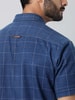 Blue Collar Style Checked Half Sleeve Cotton Shirt